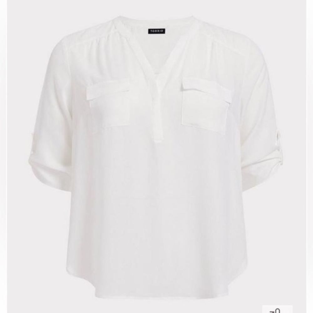 Torrid | Semi Sheer White Chiffon Blouse - Picture 5 of 15